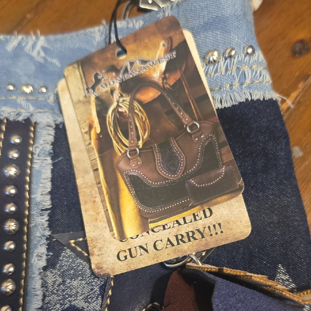 American Flag Denim Shoulder Bag - Picture 2 of 12